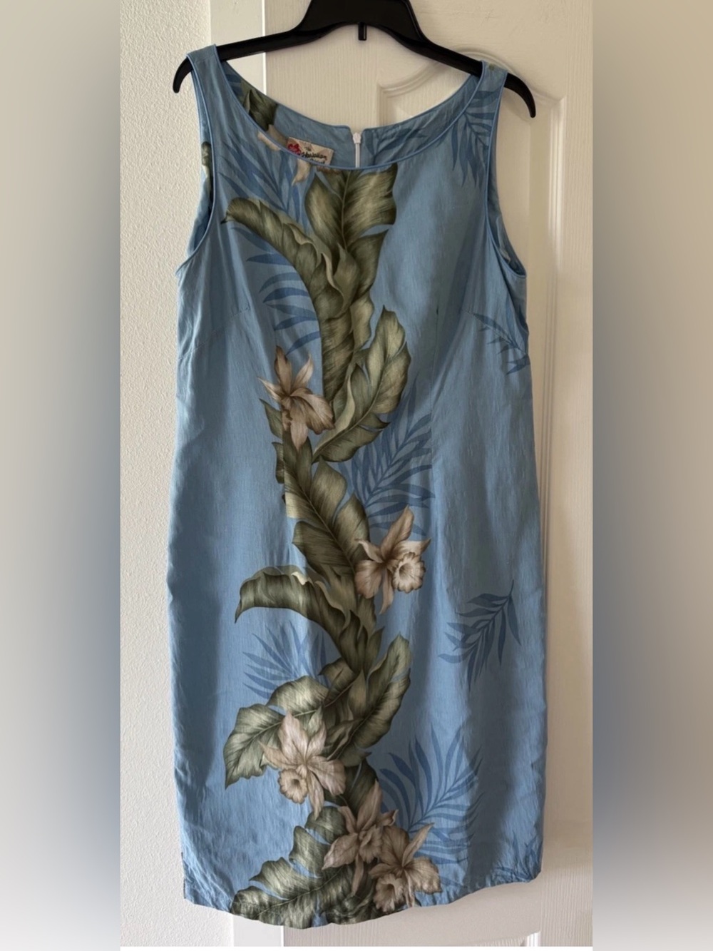Hilo Hattie’s Blue Tropical Floral Rayon Midi Dress XL Made in Hawaii